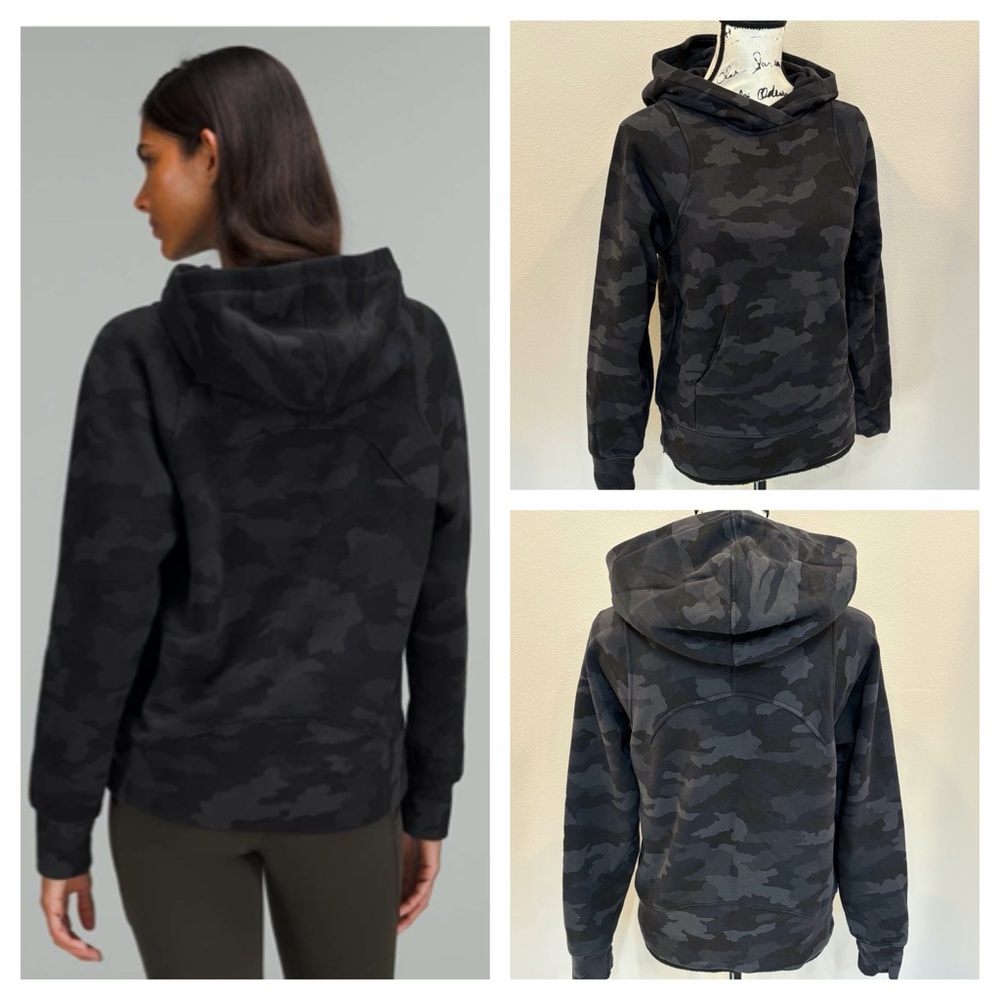 Lululemon Loungeful Hoodie Fleece Sweatshirt Heritage Camo Deep Coal Black sz 4